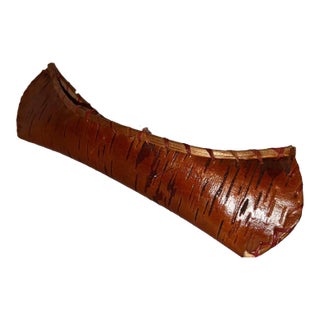 Vintage 12" Handmade Birch Bark Canoe - Northwoods Folk Art For Sale