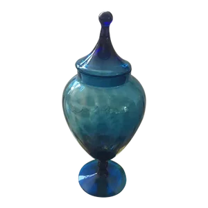 Mid-Century Modern Large Blue Glass Apothecary Jar Empoli Italy 1960s