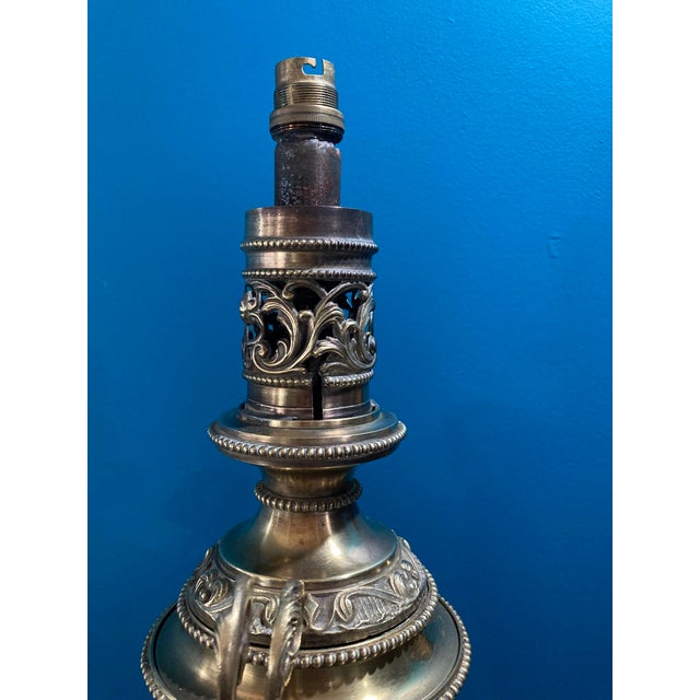 Antique Exquisite Ornate Victorian Bronze Oil Lamp 1900's For Sale - Image 11 of 18
