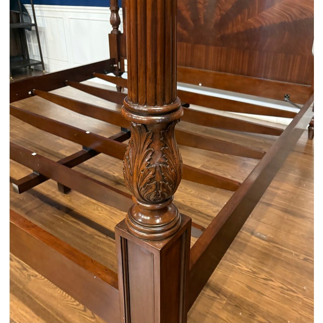 Traditional King Size Mahogany Poster Bed by Leighton Hall - Showroom Sample For Sale - Image 11 of 14