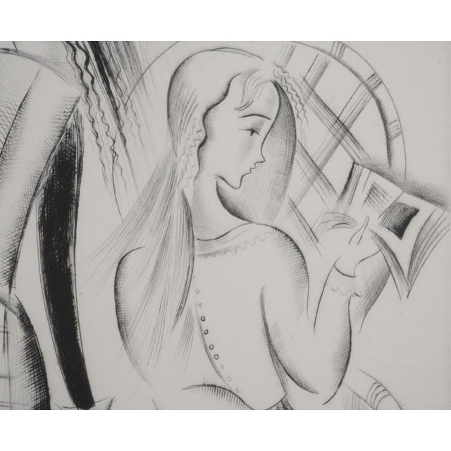 Mily Possoz, The Lesson at the Window, Original Signed Engraving For Sale - Image 5 of 10