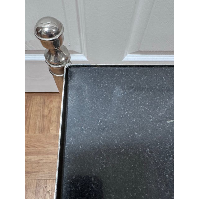 Vintage Directoire Style Nickel and Black Granite Side Table For Sale - Image 9 of 11