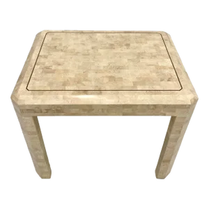 1980's Tessellated Stone and Inlay Brass Side Table Attributed to Maitland-Smith