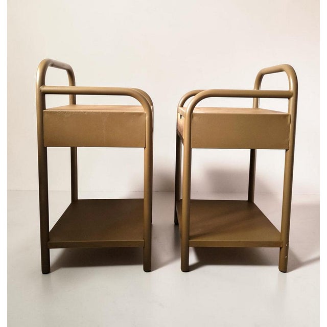 Vintage Bedside Tables in Metal and Wood, 1950s, Set of 2 For Sale - Image 4 of 11