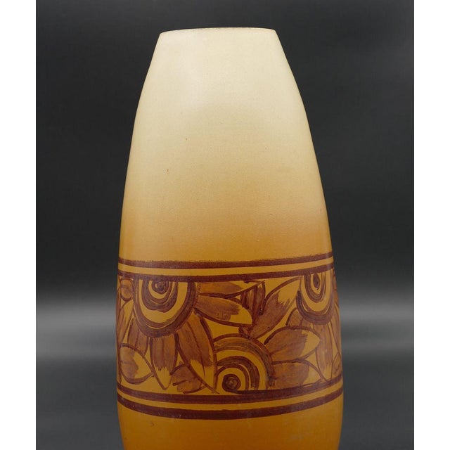 Vintage Art Deco French Orange Vase, 1920s For Sale - Image 4 of 7