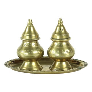 Salt & Pepper Shaker in Brass, 1970s, Set of 3 For Sale