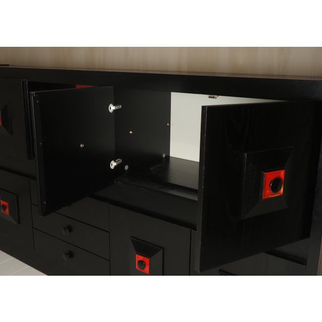 Vintage Brutalist Belgian Black and Red Cabinet, 1960 For Sale - Image 6 of 13