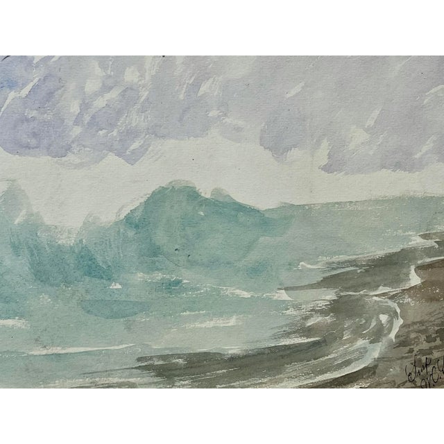 1900 - 1909 Original Antique Watercolor Painting Titled "The Wave" by Willard C. Schouler For Sale - Image 5 of 7