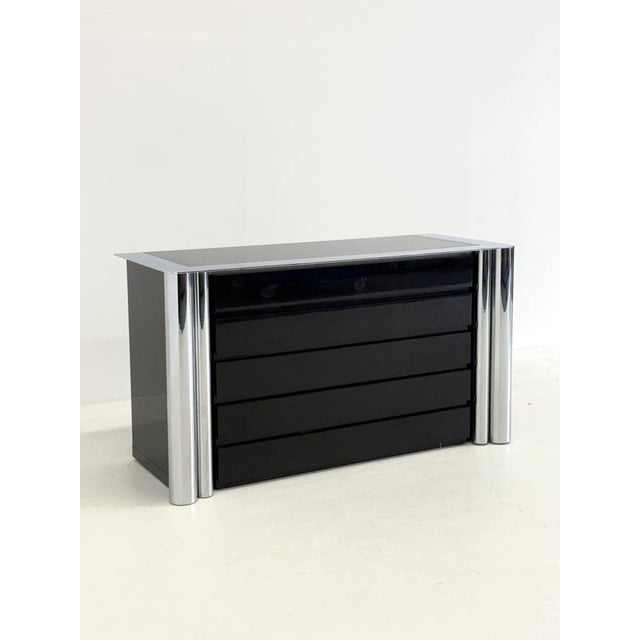 Wood Black Sideboard attributed to Antonello Mosca for Cinova, 1960s For Sale - Image 7 of 14