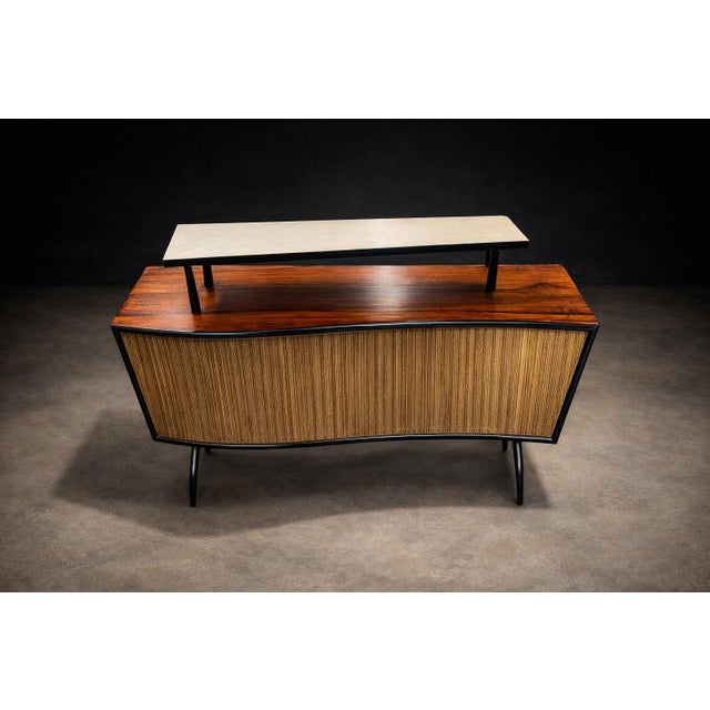 Brazilian Modern Curved Brazilian Bar in Rosewood and Ebony Finish 1950s For Sale - Image 12 of 12