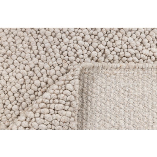 Chunky Wool Felted Nordic Flatweave Rug in Ivory and Cream, 5x7 Ft. For Sale