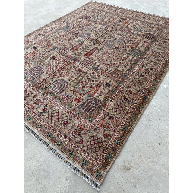 Beige Persian Bakhtiari Design Weeping Willow Tree of Life Rug, 07'10 X 09'11 For Sale - Image 4 of 9