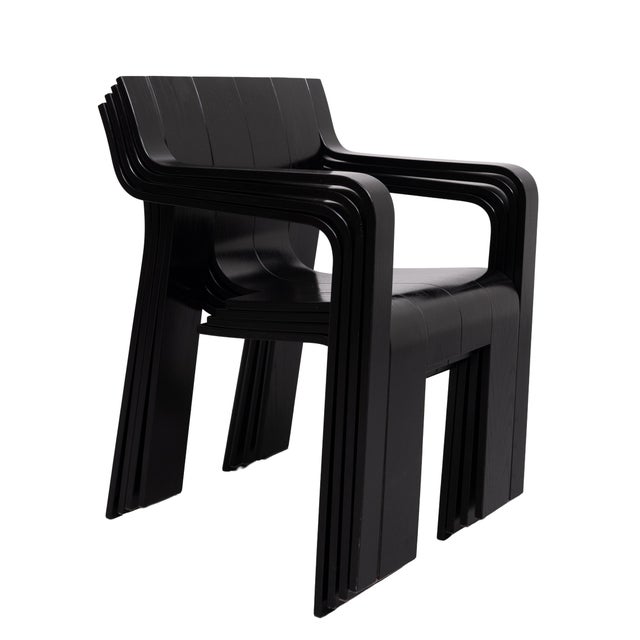 Black Strip Armchairs by Gijs Bakker for Castelijn, Holland, 1970s, Set of 4 For Sale - Image 15 of 18