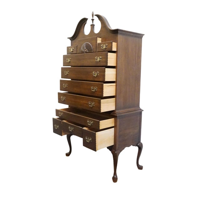 Late 20th Century Pennsylvania House Solid Cherry Traditional Style 42" Pediment Highboy Chest For Sale - Image 5 of 9