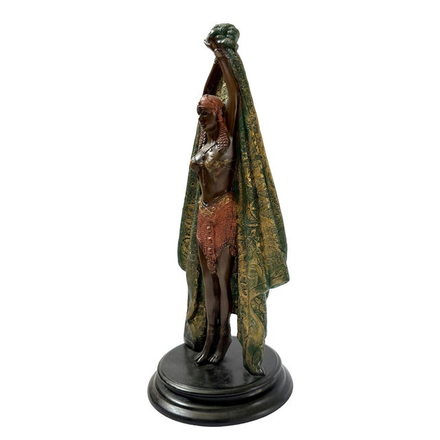 Late 20th Century Art Deco Bronze “Draped Dancer” Sculpture For Sale - Image 5 of 6