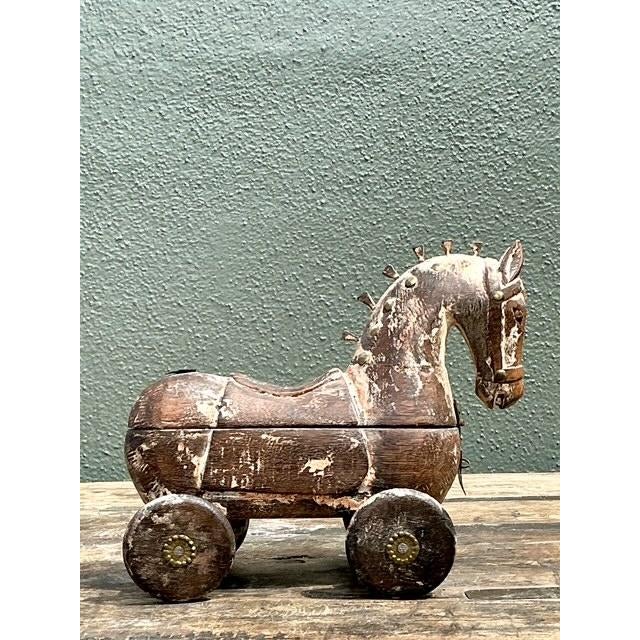 Rustic Vintage Washed Wood Trojan Horse Box For Sale - Image 3 of 12