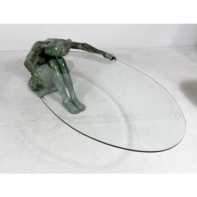 Sculptural Coffee Table with Female Nude Sculpture in Bronze, France, 1980s For Sale - Image 13 of 18