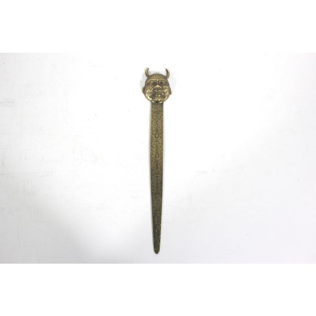 Metal Vintage Brass Laughing Devil Letter Opener Gold Metal For Sale - Image 7 of 8