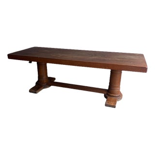 French Art Deco Oak Refectory Table, 1930 For Sale