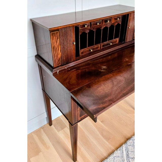 Federal Style Maddox Mahogany Secretary Desk – Tambour Doors, Jamestown Ny For Sale - Image 4 of 13