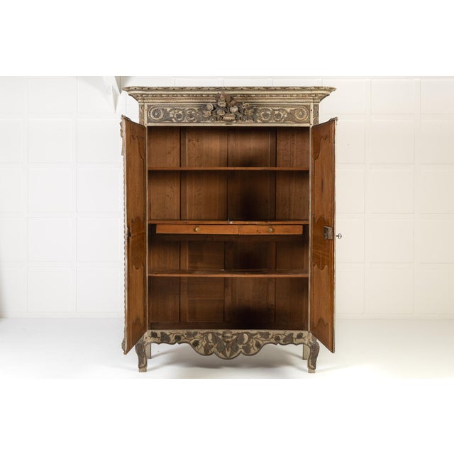Antique French Painted Armoire in Wood, 1700s For Sale - Image 16 of 18