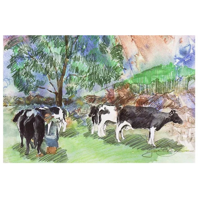 1980s 'Swiss Landscape' by Gail Carlson For Sale - Image 5 of 8