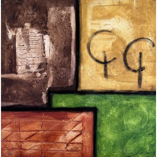 Modern Abstract Geometric Painting Signed Kaulani 2005 | 24x24" Textured Art For Sale