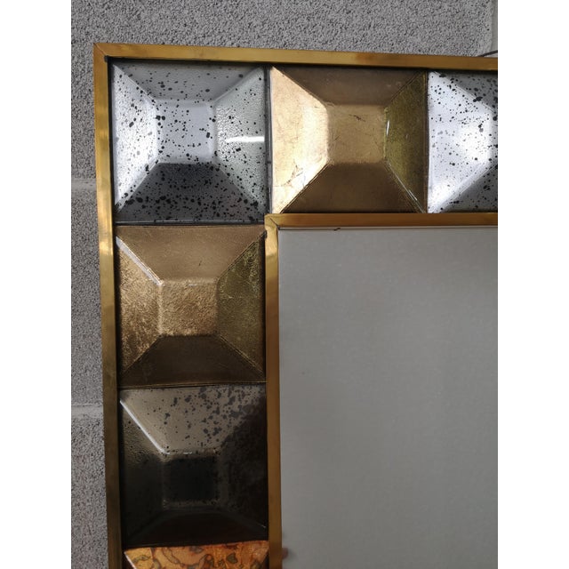 Gold Mid-Century Italian Murano Glass and Brass Mirror, 2000 For Sale - Image 8 of 13