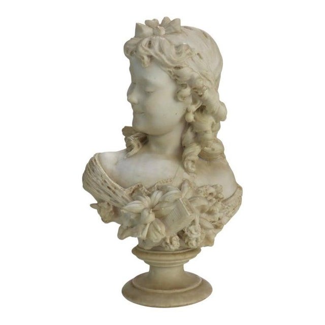 An exquisite antique Italian Classical alabaster bust, en verso signed by P. Bazzanti and dating to approximately 1890....