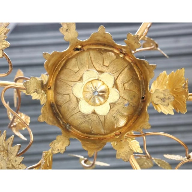 Metal Art Nouveau Chandelier in Gilt Brass, 1900s For Sale - Image 7 of 8
