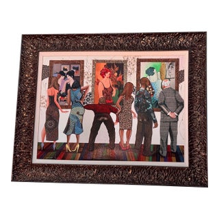 Contemporary Glynn Marcus “Spectators at the Tarkay Exhibit” Giclee on Canvas With Hand Embellishment and Bas Relief Signed and Numbered For Sale