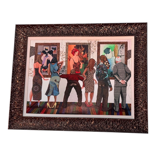 Contemporary Glynn Marcus “Spectators at the Tarkay Exhibit” Giclee on Canvas With Hand Embellishment and Bas Relief Signed and Numbered For Sale