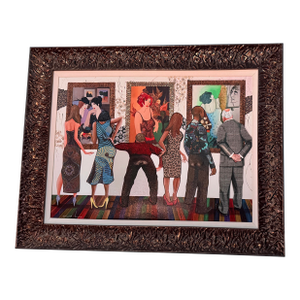 Contemporary Glynn Marcus “Spectators at the Tarkay Exhibit” Giclee on Canvas With Hand Embellishment and Bas Relief Signed and Numbered