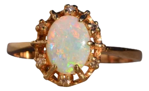 The 124th Avenue: Australian Opal and Natural Diamond Ring in Yellow Gold