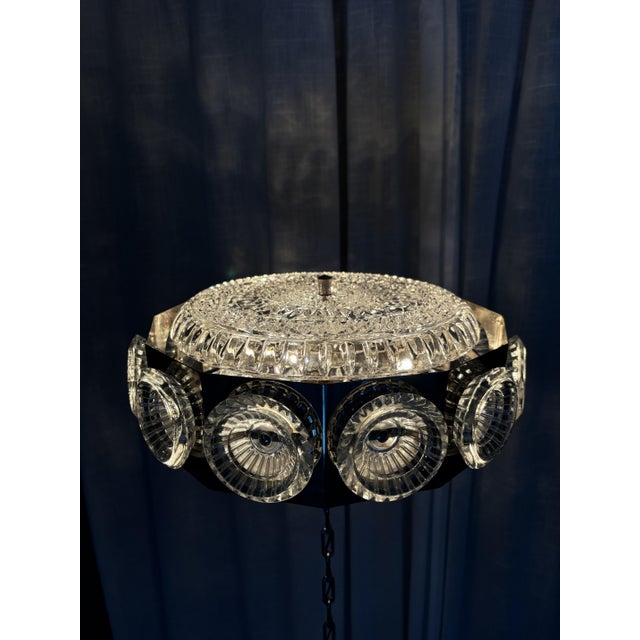 Silver Metal Ceiling Lamp with Crystal Elements by Carl Fagerlund for Orrefors, Sweden, 1960s For Sale - Image 8 of 18