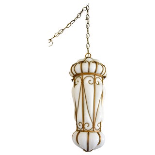 Vintage Italian Murano Caged Pendant Lamp For Sale