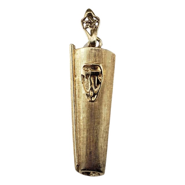 Mid 20th Century 14 Karat Yellow Gold Mezuzah Pendant For Sale