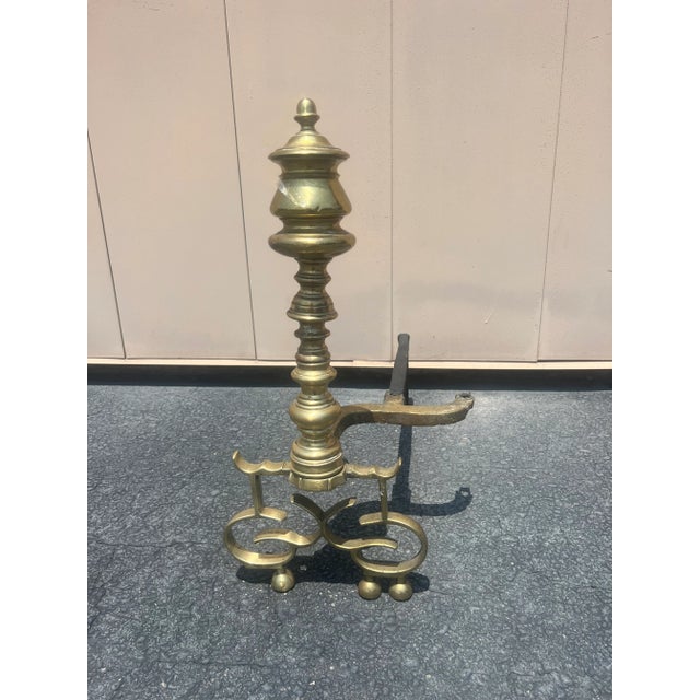 English Antique English Brass Andirons - a Pair For Sale - Image 3 of 13