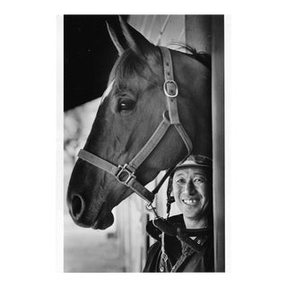 1984 Equestrian Photo of Horse and Jockey Jerry Taketa For Sale