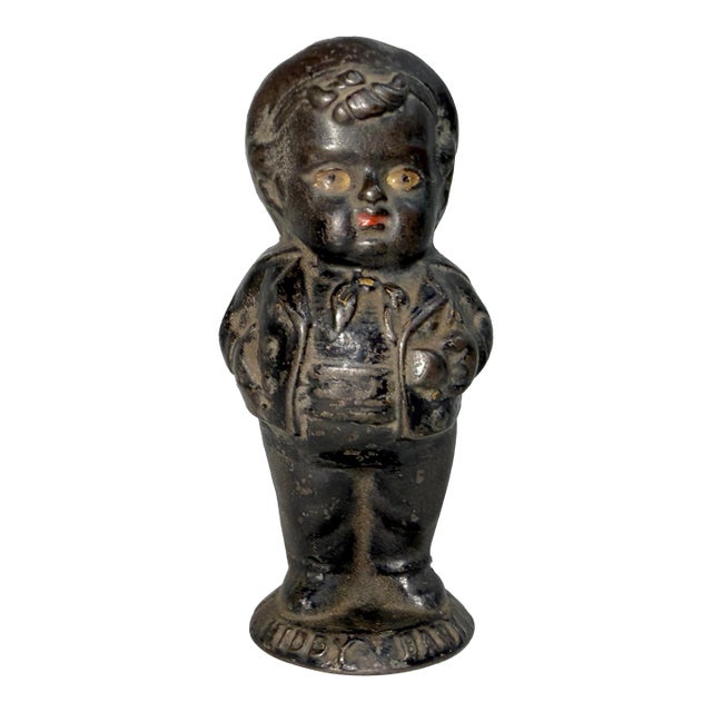 Rare Antique 19th Century 1880's Painted Cast Iron Middy Boy Coin Still Bank For Sale