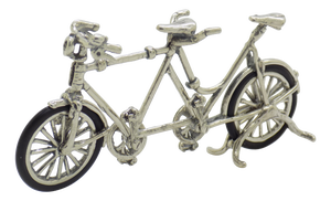 Vintage Italian Handmade Genuine Silver Tandem Bicycle Figurine, 1980s