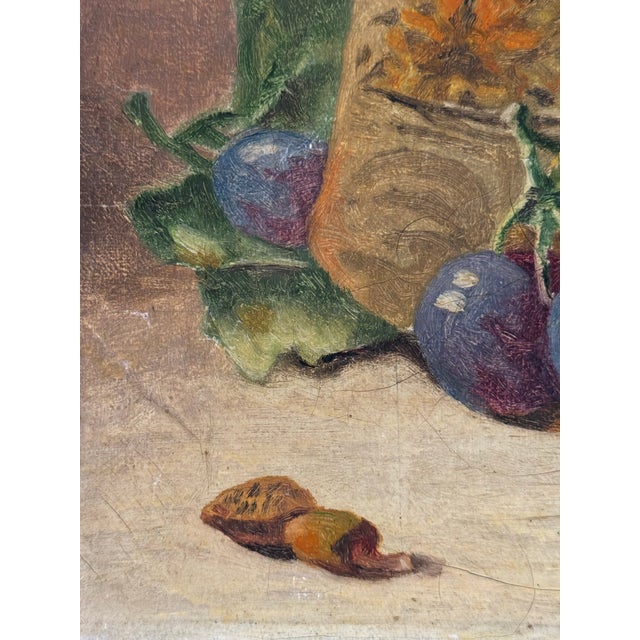 Textile 1920s French Still Life Oil on Canvas For Sale - Image 7 of 11
