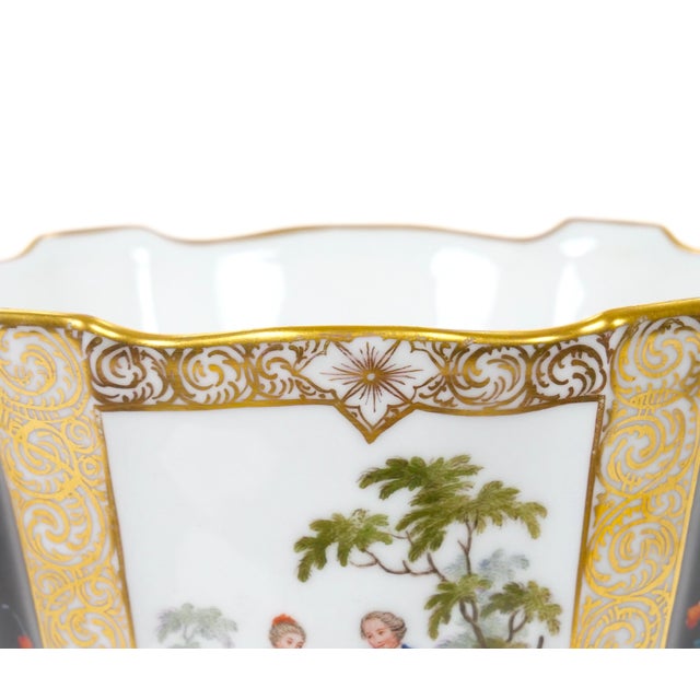 19th Century Dresden Porcelain Gilt & Painted Decorative Cachepots For Sale In New York - Image 6 of 10
