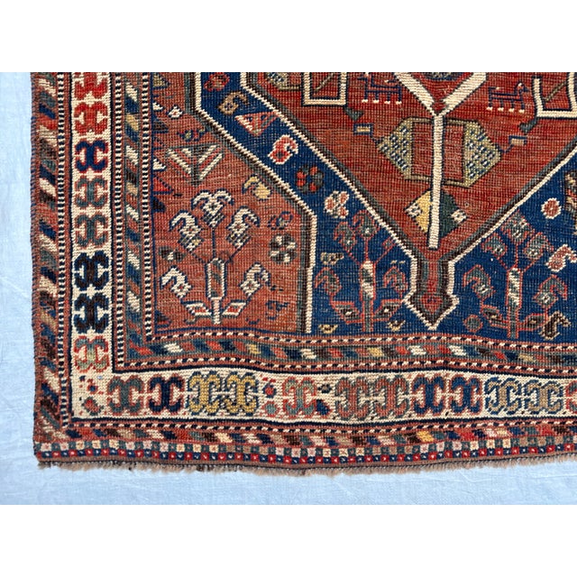 Tribal Antique Kashkuli Qashqai Double Medallion Tribal Rug - 3'9" X 5'5" For Sale - Image 3 of 11