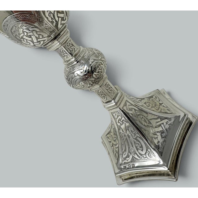 Metal Antique Sterling Silver Wine Religious Goblet Chalice Irish 1919 For Sale - Image 7 of 13