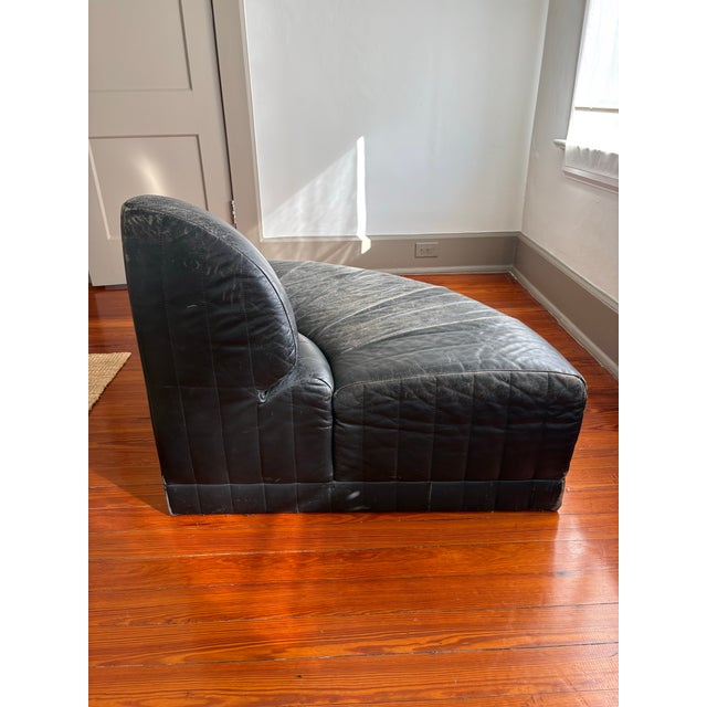 1980s 1980s Post Modern Roche Attributed to Roche Bobois Leather Round Chairs For Sale - Image 5 of 12