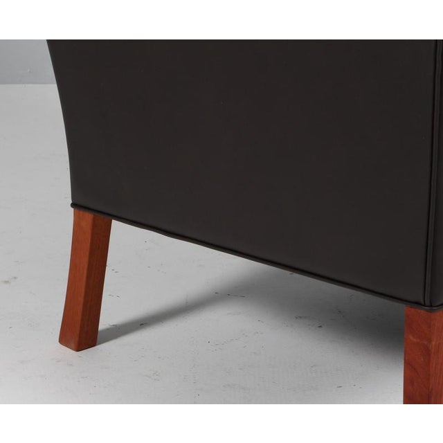 Wood Scandinavian Wingback Chair in Teak and Leather attributed to Børge Mogensen for Fredericia For Sale - Image 7 of 9