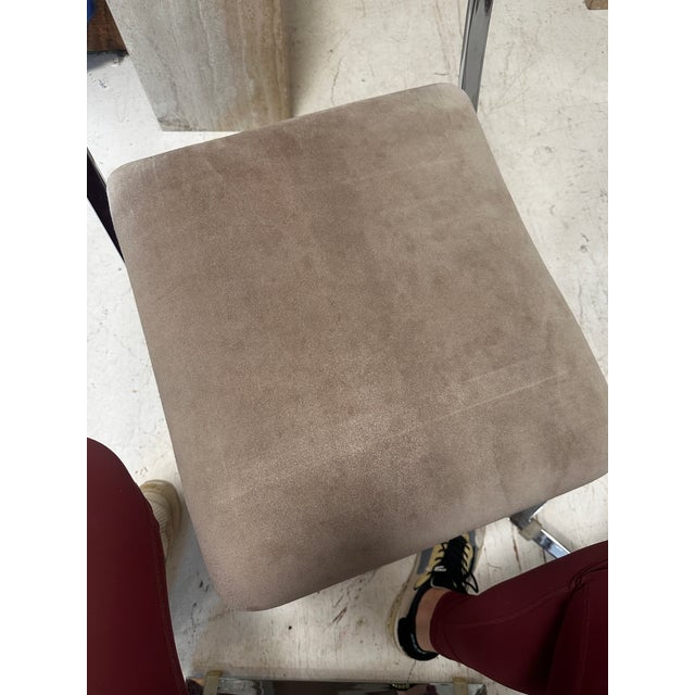 Marcello Cuneo 1970s Marcello Cuneo Folding Chairs in Greige Suede Set of 6 For Sale - Image 4 of 6