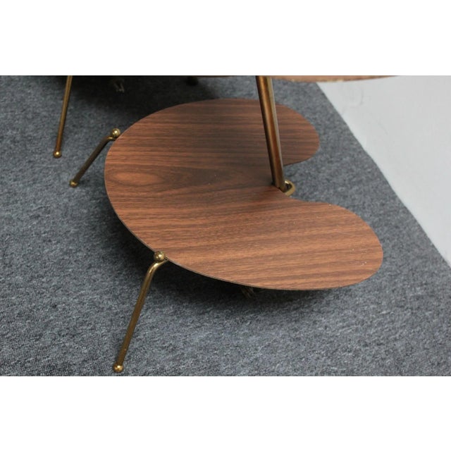 Pair of Mid-Century Modern Palette Lamp Tables on Brass Tripod Bases For Sale - Image 9 of 12