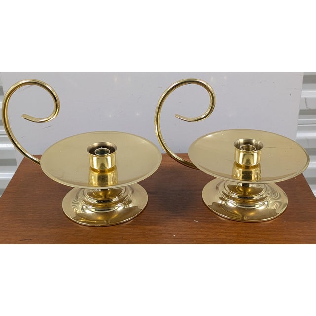Vintage Baldwin Brass Swirl-Handle Chamberstick Taper Candle Holder For Sale - Image 4 of 10